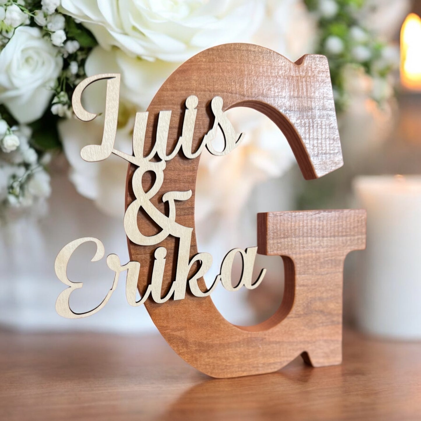 Personalized Wooden Initial with Custom Names