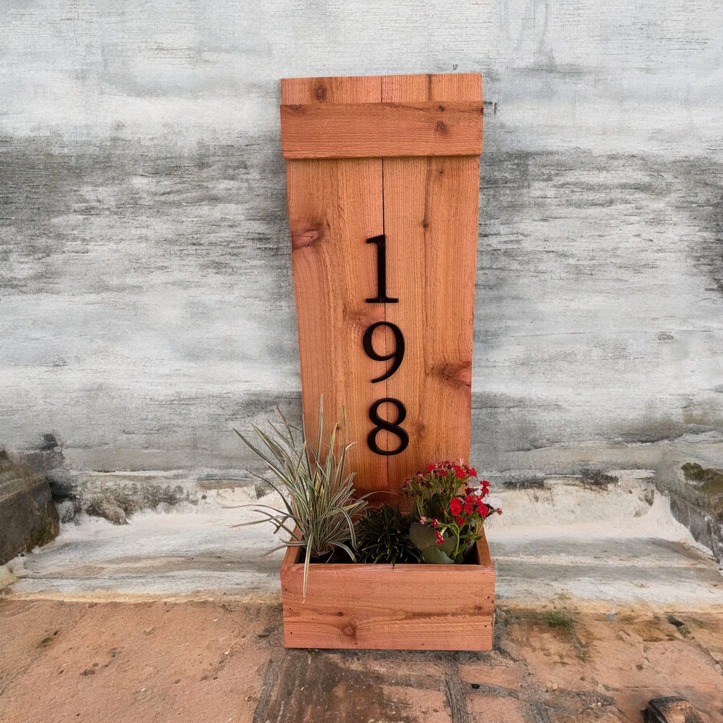 Address Sign with Planter Box